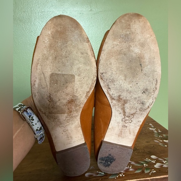 Michael Kors Peep Toe Leather Ballet Flats British Tan W/ Bow Womens Sz 8m - Picture 7 of 7